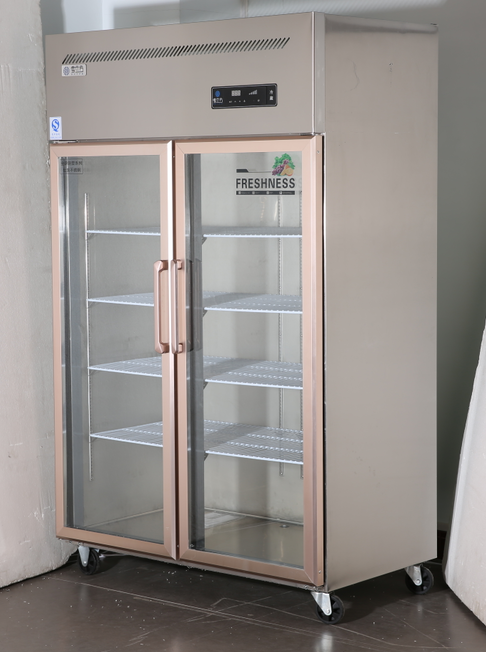 TÜRedelstahl-Reffergefrierschrank 0 der großen Kapazität der doppelten Tür Handelsglas
