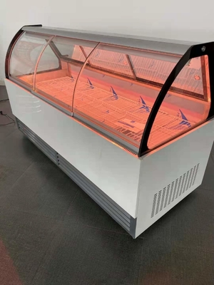 Trapezoidal Duck Neck Cabinet White Glass Display Cabinet Meat Cabinet