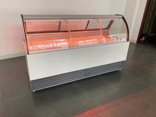 Trapezoidal Duck Neck Cabinet White Glass Display Cabinet Meat Cabinet