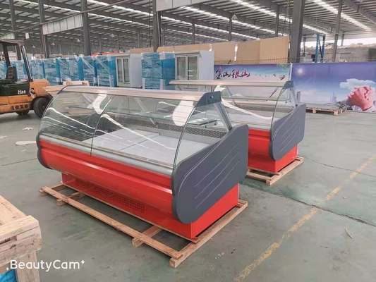 Front Turn Glass Meat Display Cabinet Commercial Large Capacity Refrigeration