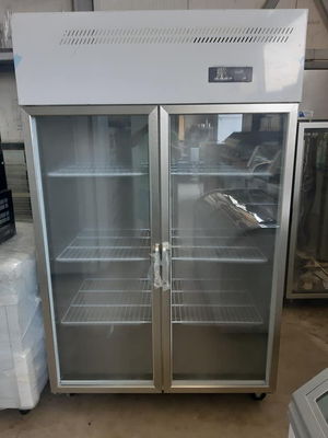 Double door large capacity commercial glass door stainless steel reefer freezer