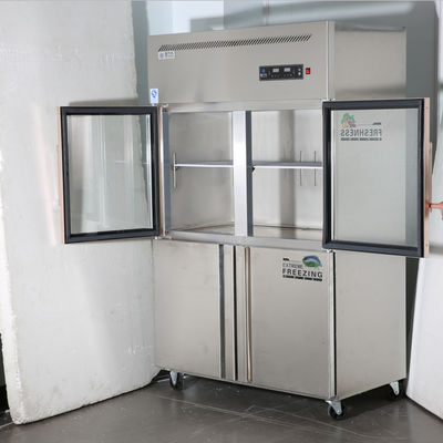 Upper Double Glass Door Stainless Steel Freezer 4 Door Commercial