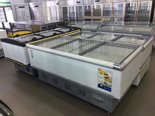 Supermarket Commercial Double Door Refrigerator Large Capacity Horizontal 2 Meters