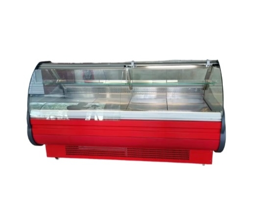 Front Turn Glass Meat Display Cabinet Commercial Large Capacity Refrigeration