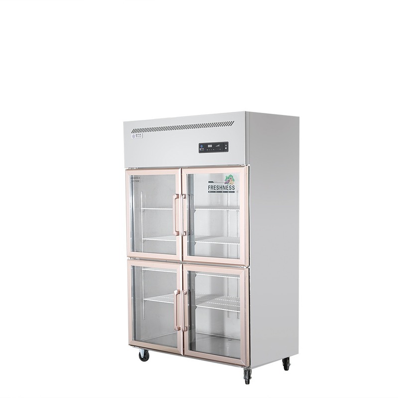 Double door large capacity commercial glass door stainless steel reefer freezer